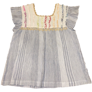 THML Anthropologie Multicolor Striped Blouse with Ruffle Sleeves